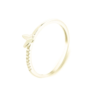 Mini γυναικείο ασημένιο 925 επιχρυσωμένο 14k ζιργκόν πεταλούδα δαχτυλίδι κοσμήματος