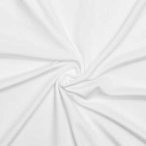 Detailed view of white fabric texture showing elegant swirled pleats and premium material