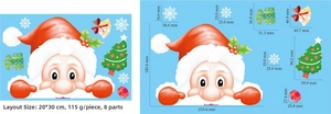 Weihnachtsfensterbilder-Set mit Weihnachtsmann-Motiven und detaillierten Größenangaben