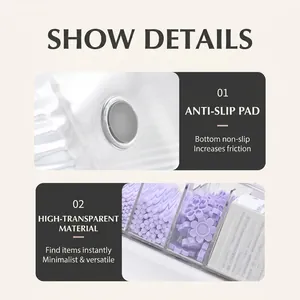 Dustproof transparent acrylic eyelash organizer box with non-slip base for professionals
