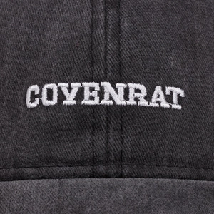 Deep grey vintage washed baseball cap featuring white COVENRAT embroidery detail
