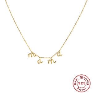 925 Sterling Silver Mama Letter Pendant Necklace Rhinestone Inlaid Minimalist Clavicle Chain Mother's Day Gift Jewelry For Women