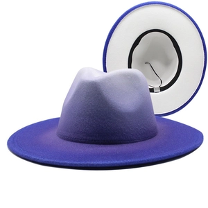 Vintage Gradient Wool Felt Fedora Hat Wide Brim Jazz Hat For Women Retro Elegant Party Dress Hat Winter Warm Top