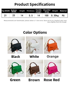 Size chart and color selection for minimalist PU leather crossbody square bag