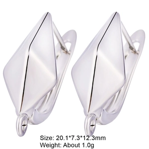 Detailed silver geometric hoop earrings showing size 20.1mm and weight specifications