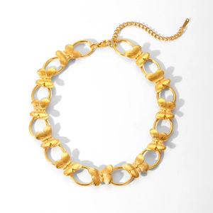 Elegant gold butterfly necklace set for women made of durable stainless steel