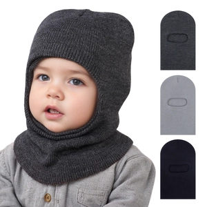 Knitted Baby Balaclava Hat Winter Warm Neck Protection Integrated Scarf For Kids Toddler Outdoor
