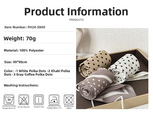 Detailed size and material guide for 90cm polka dot polyester square scarves