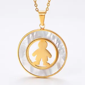 Fashion Stainless Steel Necklace Pendant Tree Of Life Hamsa Hand Shell Hollow Out Crystal Rhinestone Jewelry Women