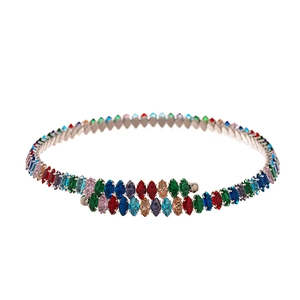 Bracelet enveloppant chic en cristal multicolore taille marquise sur monture argent
