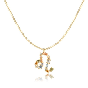 Collier Pendentif Zodiaque en Argent Sterling 925 Pour Femme Plaqué Or Zircon Multicolore Arc-en-Ciel Constellation Bijoux