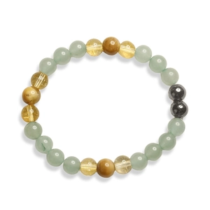 Bracelet élastique en pierres naturelles de 8mm avec aventurine verte et oeil de tigre