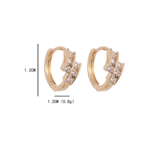 Minimalist gold plated copper hoop earrings with inlaid cubic zirconia 1.2cm size