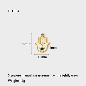Detailed view of Hamsa Hand charm showing 17x12mm dimensions and DFC134 model specifications