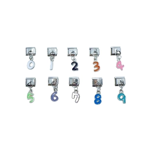 Colorful enamel numeric charms 0-9 for Italian DIY starter link bracelets