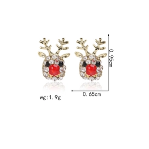 Detailed size specifications of Christmas reindeer stud earrings with rhinestones