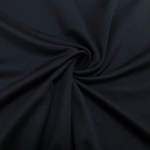 Detailed macro view of the soft black fabric texture and elegant drape of the long dress