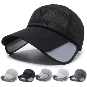 Breathable Mesh Baseball Cap With Retractable Side Visor Wings Outdoor Sun Hat Adjustable Ponytail Cap For Men Women