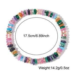 Colorful semi-precious stone beaded bracelet with gold spacers and 17.5cm length
