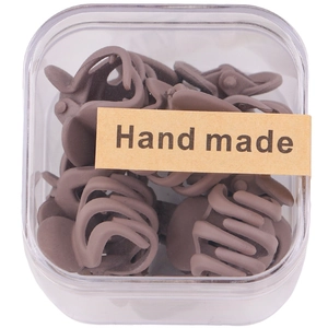 Set de 10 mini pinzas para el cabello café mate en caja con etiqueta de hecho a mano