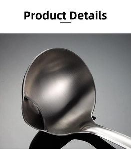 Close-up of brushed 304 stainless steel oil separator spoon showing the filter structure