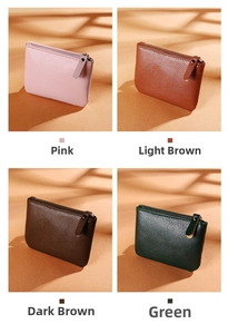 Litchi pattern PU leather coin purses in four colors with smooth metal zippers