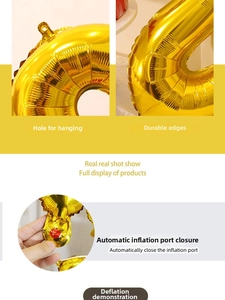 Detail of 18-inch gold heart foil balloon featuring reinforced edges and hanging hole