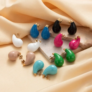 Teardrop Enamel Earrings Stainless Steel Water Drop Glaze Elegant Fashion Jewelry For Women Luxury Colorful Design