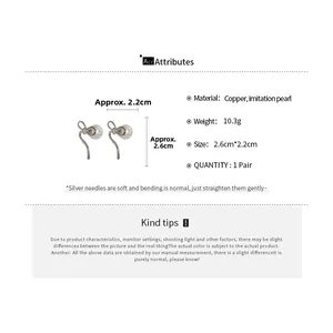Detail specifications of 14K gold-plated bow pearl earrings with dimensions and weight