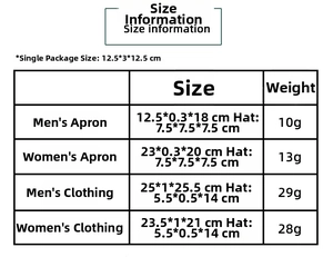 Detailed size specifications for Elf wine bottle covers and Christmas apron decorations