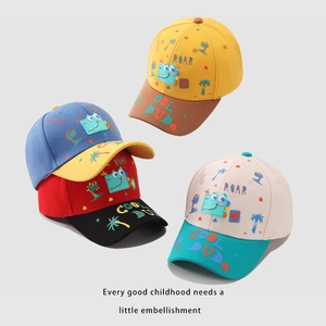 Kids' cartoon baseball cap featuring cute crocodile embroidery and sun protection visor