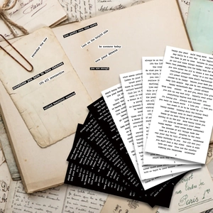 Vintage Small Talk Stickers for DIY scrapbooking with minimalist black and white text patterns