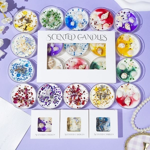 Scented Candles Aromatherapy Soy Wax Dried Flowers Shells Glitter Home Fragrance Decor
