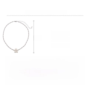 Detailed size specifications for the silver floral pendant necklace with enamel inlay