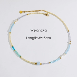 Detail of colorful beaded necklace with weight 7g and length 39+5cm on white background