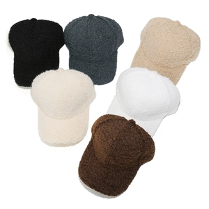 Winter faux fleece baseball caps for men and women in six assorted warm neutral colors