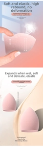 Macro detail of hydrophilic non-latex makeup sponge showing size increase when wet
