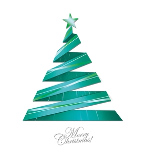 Modern green spiral Christmas tree window decal for storefront holiday decoration