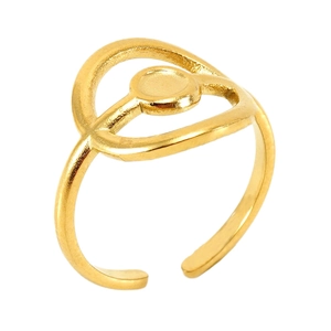 Minimalist 18k gold plated stainless steel open ring with hollow geometric circle design