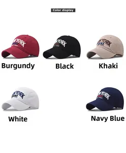 Detailed embroidery of NEW YORK lettering on five color cotton baseball cap set