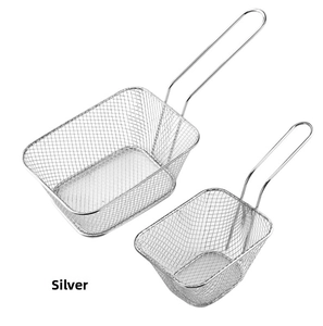 Ensemble de grands et petits paniers à friture en inox avec mailles et longs manches