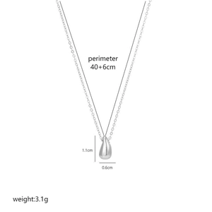 Collier pendentif goutte d'argent minimaliste avec dimensions de chaîne 40+6cm et poids