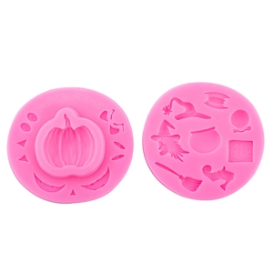 Moule en silicone rose Halloween citrouille et sorcière pour décoration de chocolat