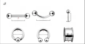 Guide des tailles détaillé pour piercings de nombril 14G en acier inoxydable poli