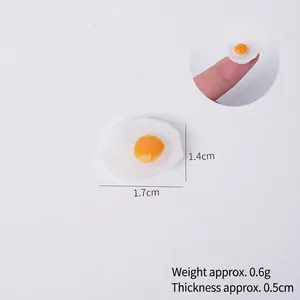 Miniature PVC fried egg model for dollhouse DIY, measuring 1.7cm in width and length