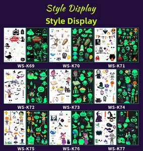 Luminous Halloween temporary tattoos showing glow-in-the-dark ghosts and pumpkin patterns