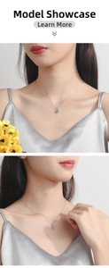 Classic silver necklace with a brilliant round-cut solitaire stone on a silk dress