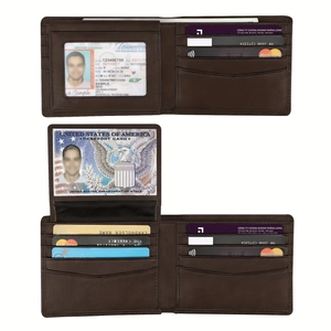 Men Bifold Wallet RFID Blocking Genuine Leather Vintage Short Slim Money Clip Multi Card Slots Business Simple