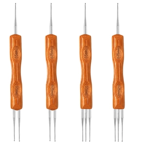 Set of 0.5mm and 0.75mm dreadlock crochet hooks with ergonomic bamboo handles
