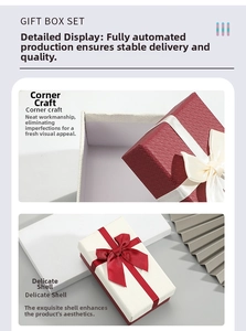 Detail showing high-quality corner craft and delicate cross-embossed texture on gift boxes